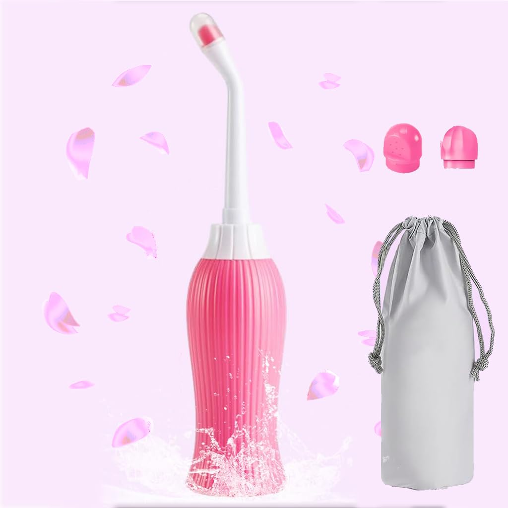 HANNEA 450ml Portable Retractable Travel Bidet for Toilet Handheld Postpartum Perineal Cleansing Childbirth Cleaner with Bag/2 Nozzles- for Outdoor,Camping,Personal Hygiene (Pink) HANNEA 450ml Portable Retractable Travel Bidet for Toilet Handheld Postpartum Perineal Cleansing Childbirth Cleaner with Bag/2 Nozzles- for Outdoor,Camping,Personal Hygiene (Pink)